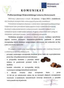 Komunikat Podkarpackiego Wojewódzkiego Lekarza Weterynarii