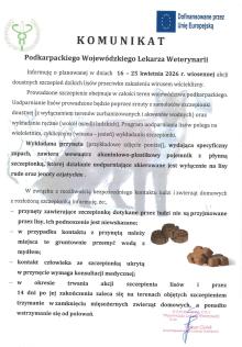 Komunikat Podkarpackiego Wojewódzkiego Lekarza Weterynarii.